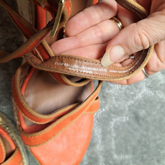 MOSSIMO CORAL ORANGE ESPADRILLE SANDALS WOMENS SIZE 7.5 WEDGE 4.5 INCH HEEL - Picture 12 of 13